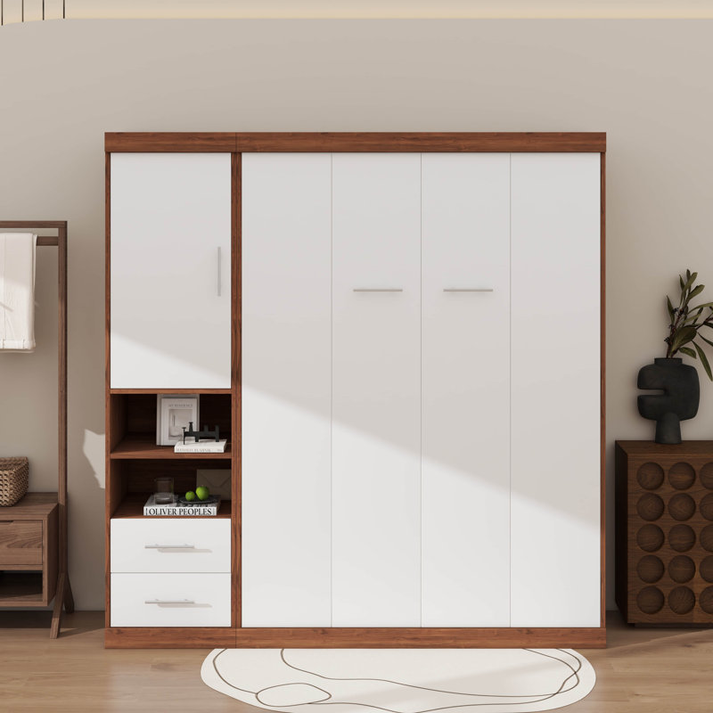 Lit escamotable double avec armoire, Double