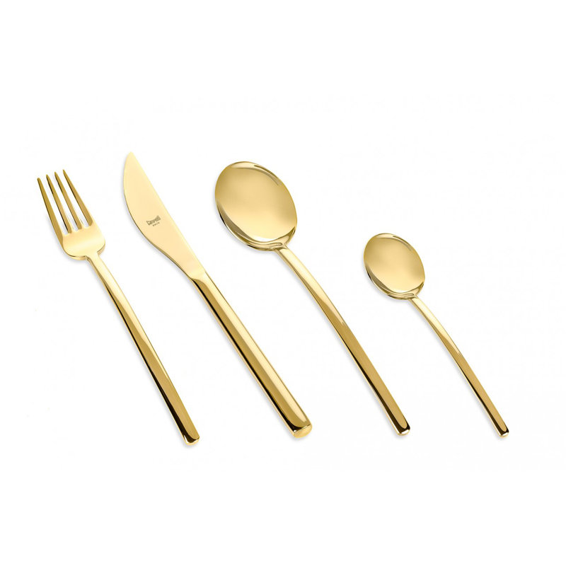 Due 24 Piece 18/10 Stainless Steel Cutlery Set, Service for 6, Gold