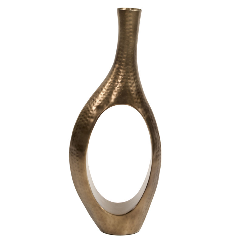 Handmade Aluminum Floor Vase, 31" H x 13.75" W x 5" D, Bronze