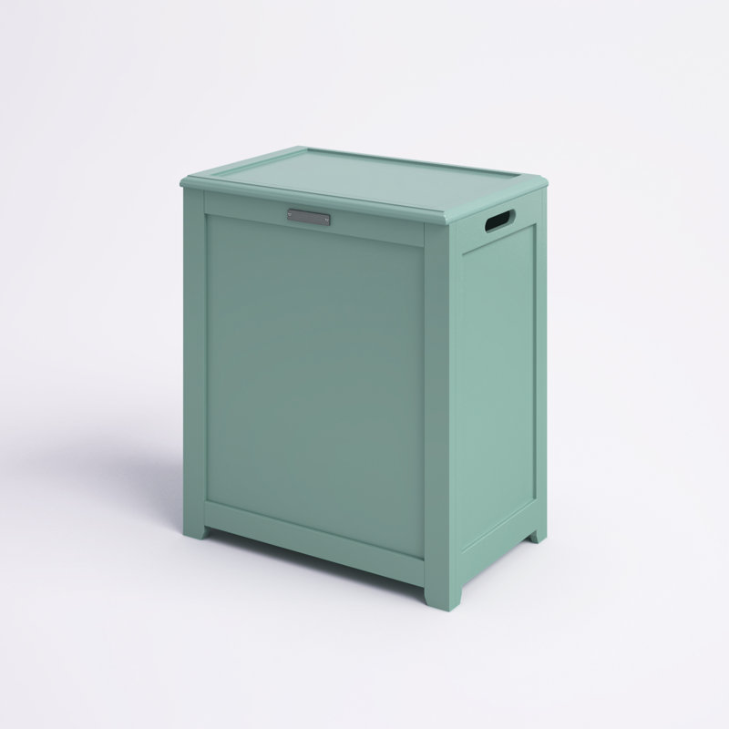 Turquoise MDF Wood Upright Laundry Hamper with Lid