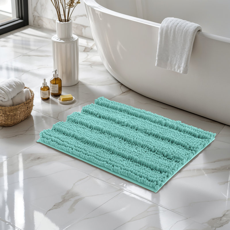 Tapis pour salle de bain Chenault, Simple - L 32 po x l 20 po, Vert clair
