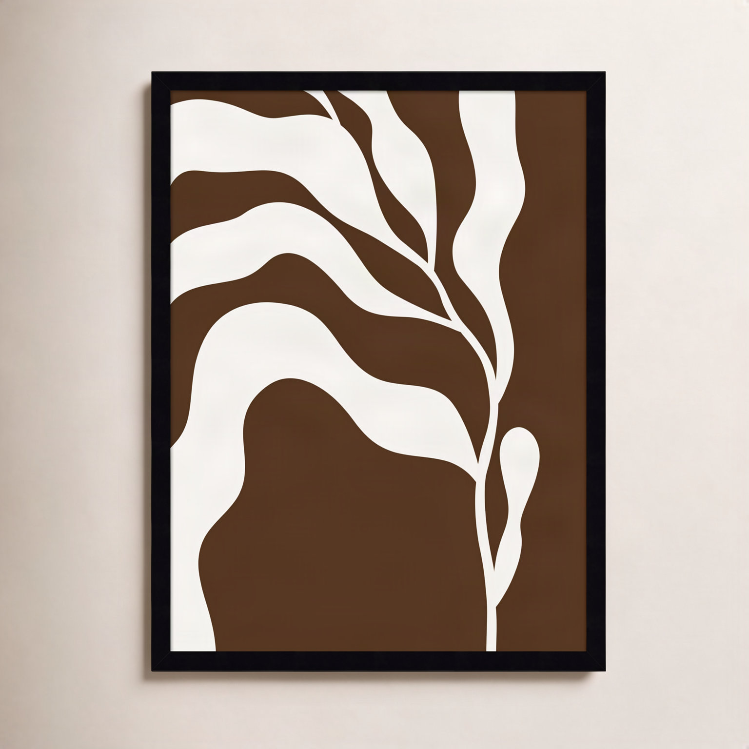 Erminia "Retro Matisse Botanical 2" Print, Black, 25" H x 19" W x 1" D