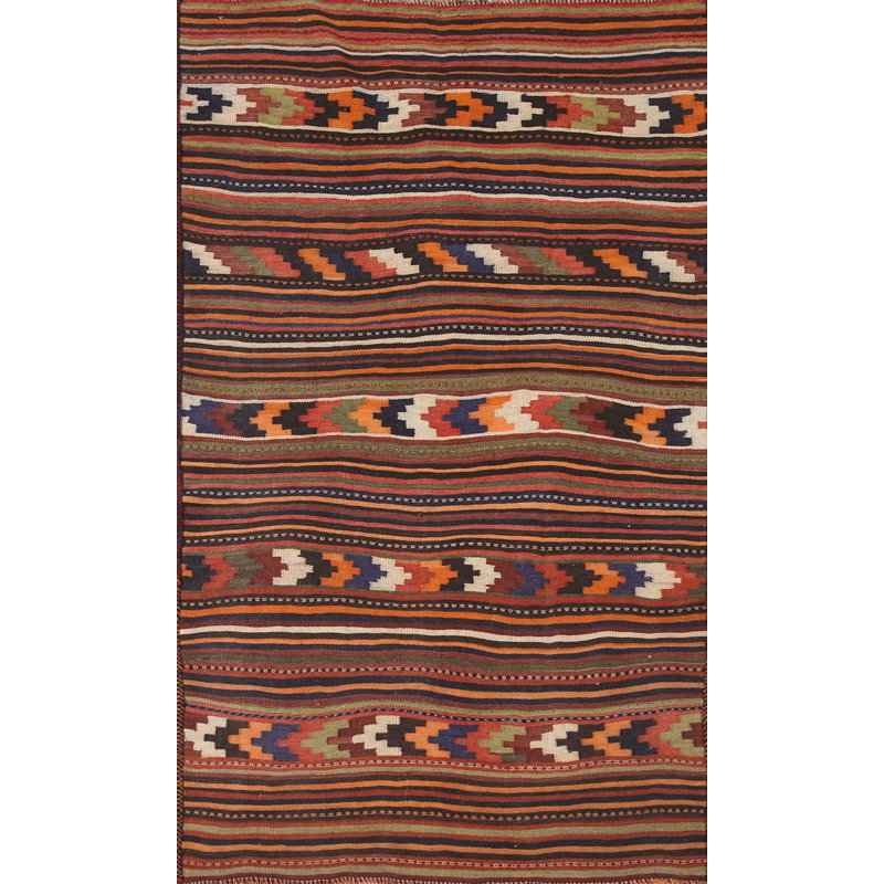 Tapis kilim à rayures Saul Vintage