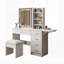 Bureau de coiffeuse Fashion avec miroir, lumières réglables et tablettes ouvertes, y compris une chaise et 5 tiroirs pour le maquillage et le rangement