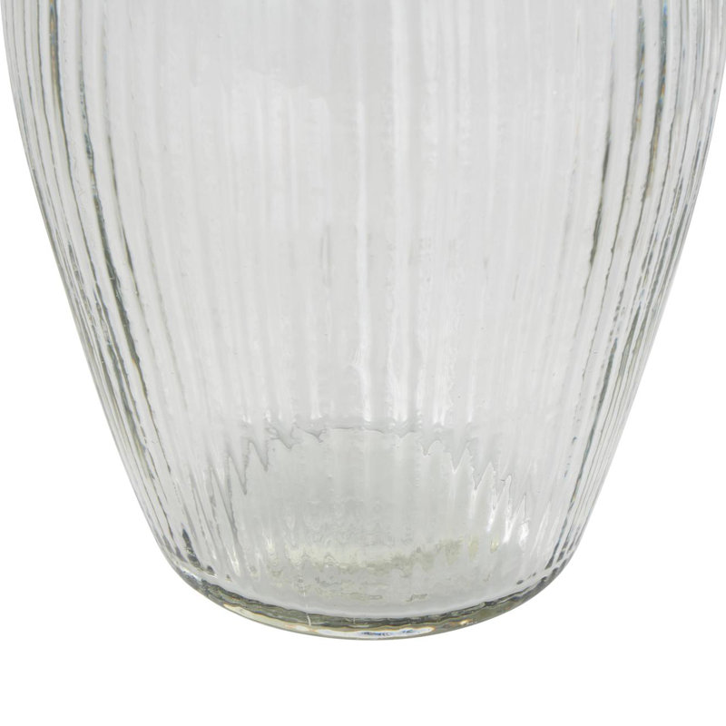 Perry Glass Short Round Ribbed Vase, 13.95" H x 8.6" W x 8.6" D