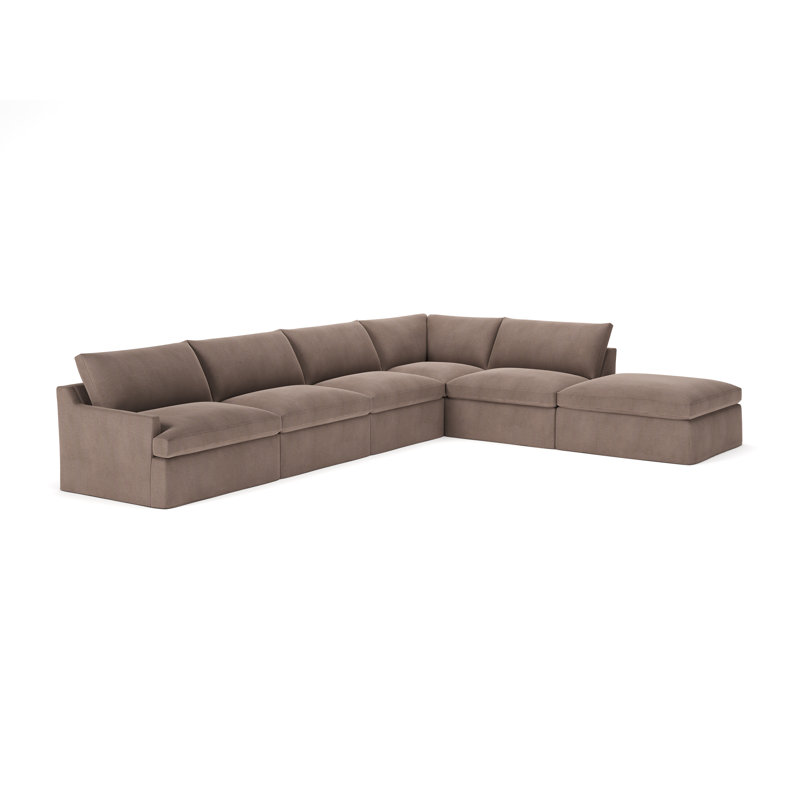 Wrenley 6-Piece Modular Sectional, Bella Cocoa Performance Velvet, Right Hand Facing