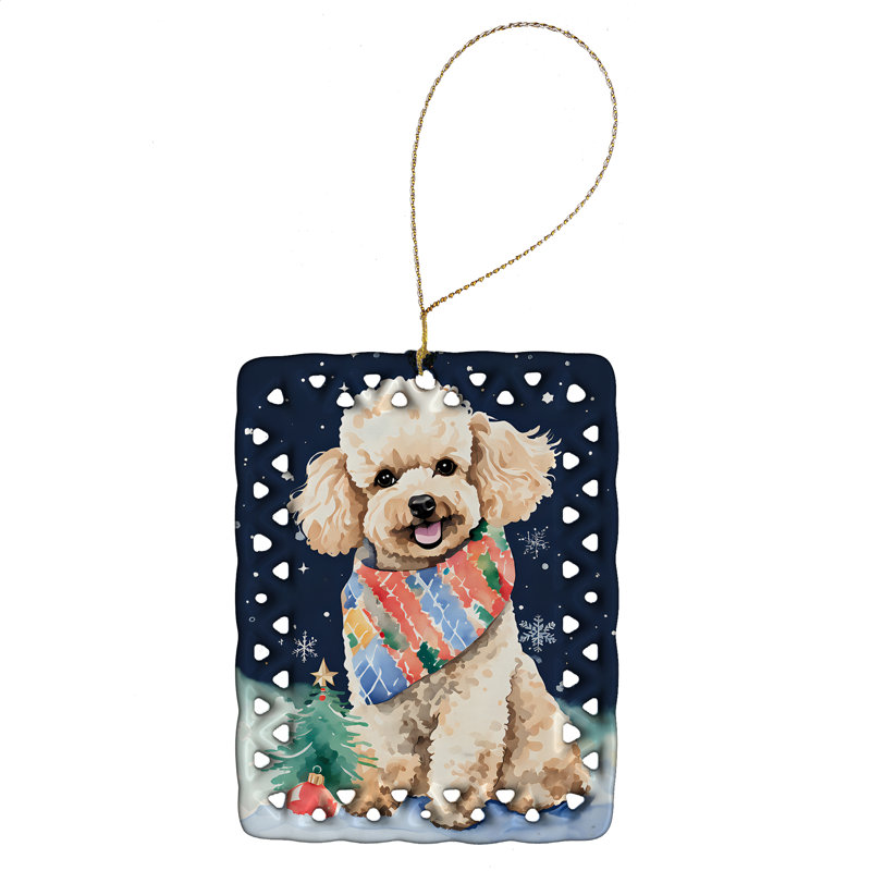 Ornement en porcelaine de Noël caniche, Caniche - 3568