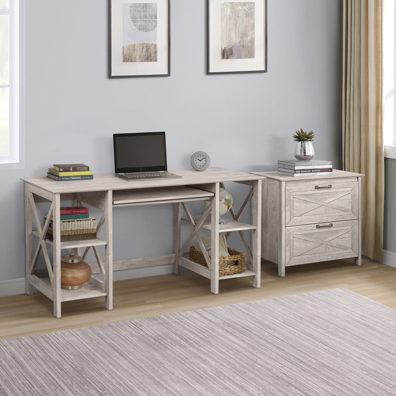 Ensemble de bureau d'écriture en bois 2 pièces - gris délavé