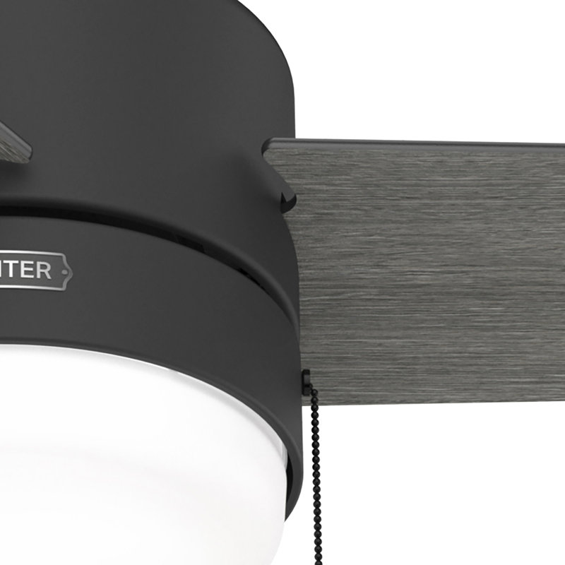 52" Brunner 3 - Blade Low Profile Ceiling Fan With LED Light Kit And Pull Chain, Black/Gray/Brown