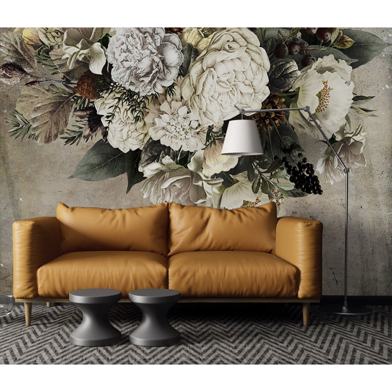 Floral Wall Mural, 6.25' L x 9.33' W