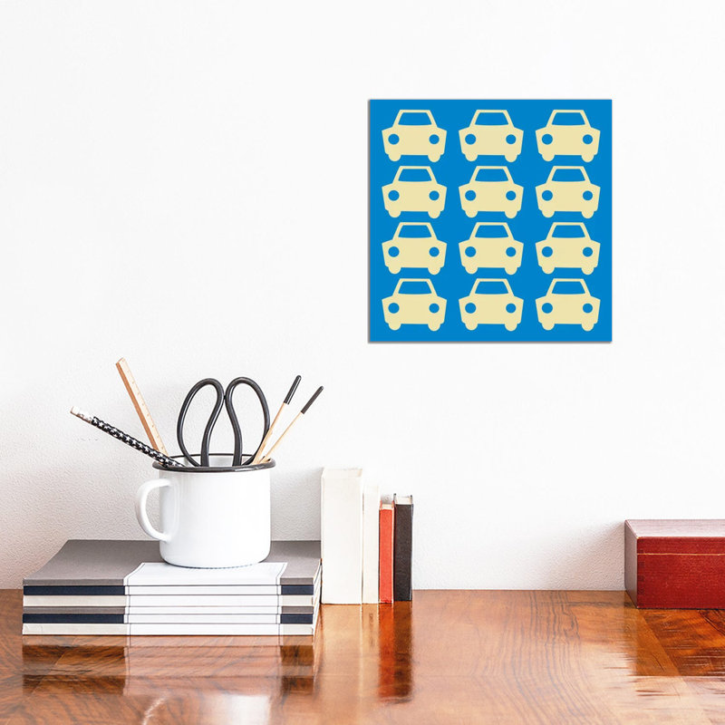 Beep Beep Blue Cars by 5by5collective - Wrapped Canvas Print, 30.48 cm H x 30.48 cm W