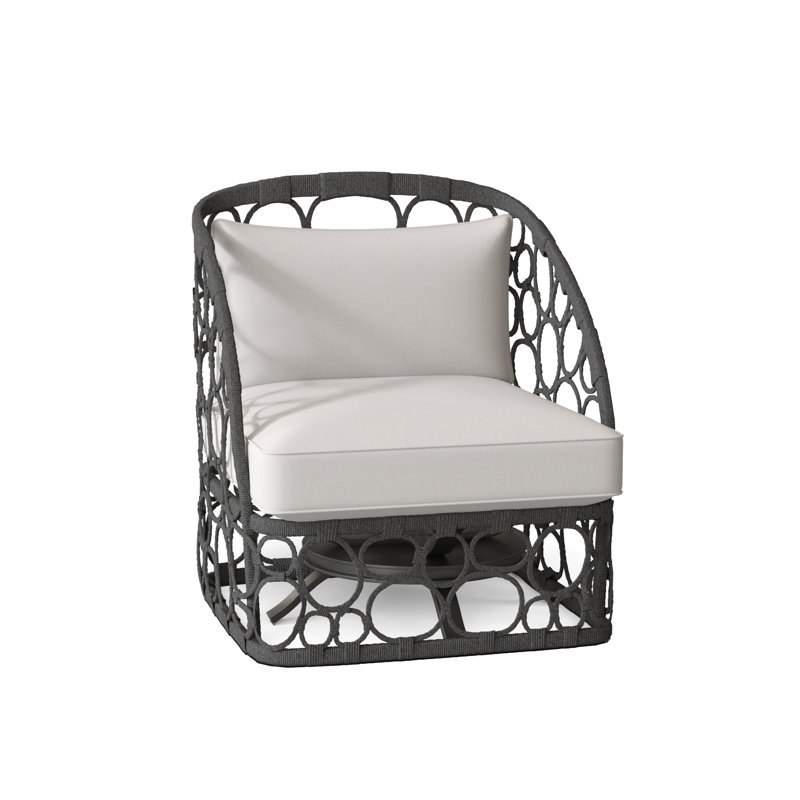 Bali Swivel Patio Chair with Cushions, White Vinyl 6503-000, Lava