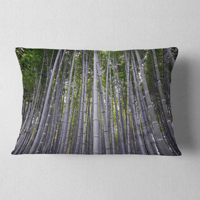 Thick Bamboo Trunks in Japan - Forest Printed Throw Pillow