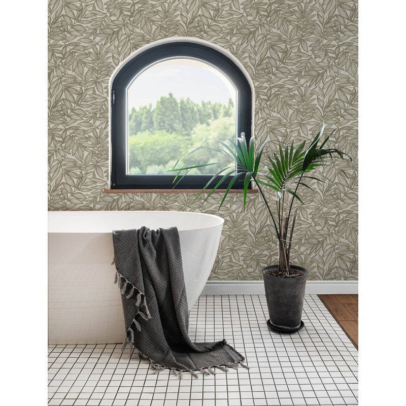 Rhythmic Taupe Leaf Wallpaper, Brown