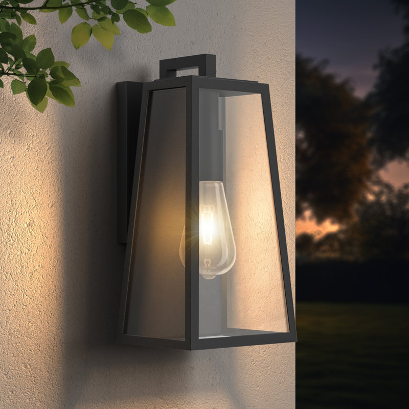 1-Light 14''H Iron Black ETL Outdoor Wall Lantern with Dusk to Dawn, Matte Black