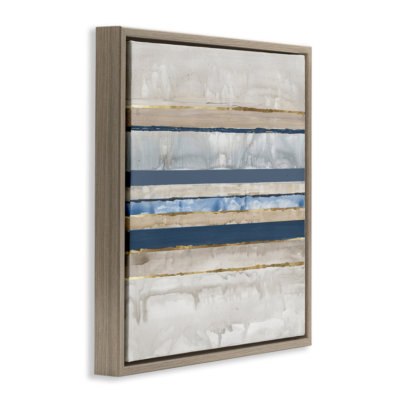 «Nautical Tone Stripes» par Lera, H 25 po x l 25 po, Cadre flottant orme Montalcino