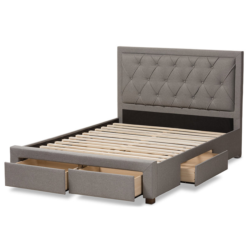 Aurelie Upholstered Platform Storage Bed, Beige, King