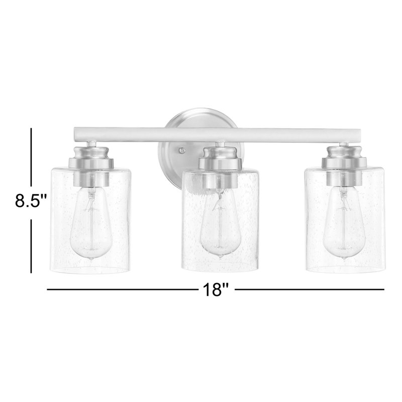 Éclairage pour salle de bain 3 lumières à intensité variable, Nickel poli brossé, Blanc givré