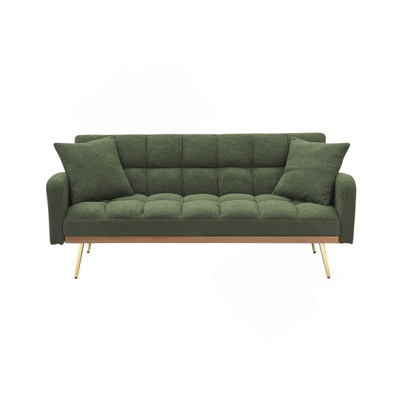 Canapé-lit ajustable de 69 pouces en vert, pour le confort des petits espaces et la chambre à coucher, Vert