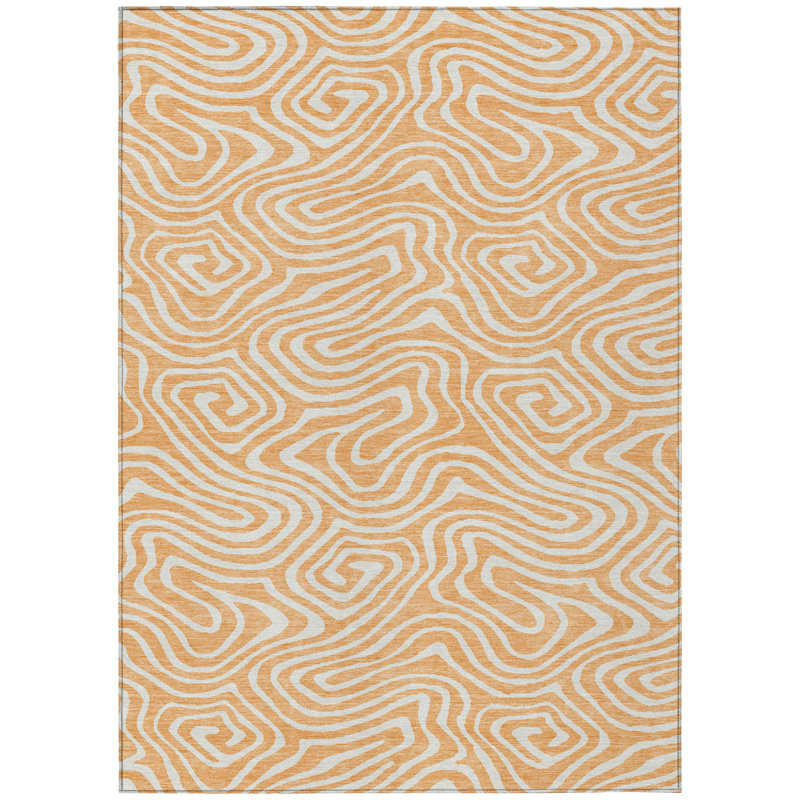Tapis extérieur lavable abstrait 10 pi x 14 pi pêche