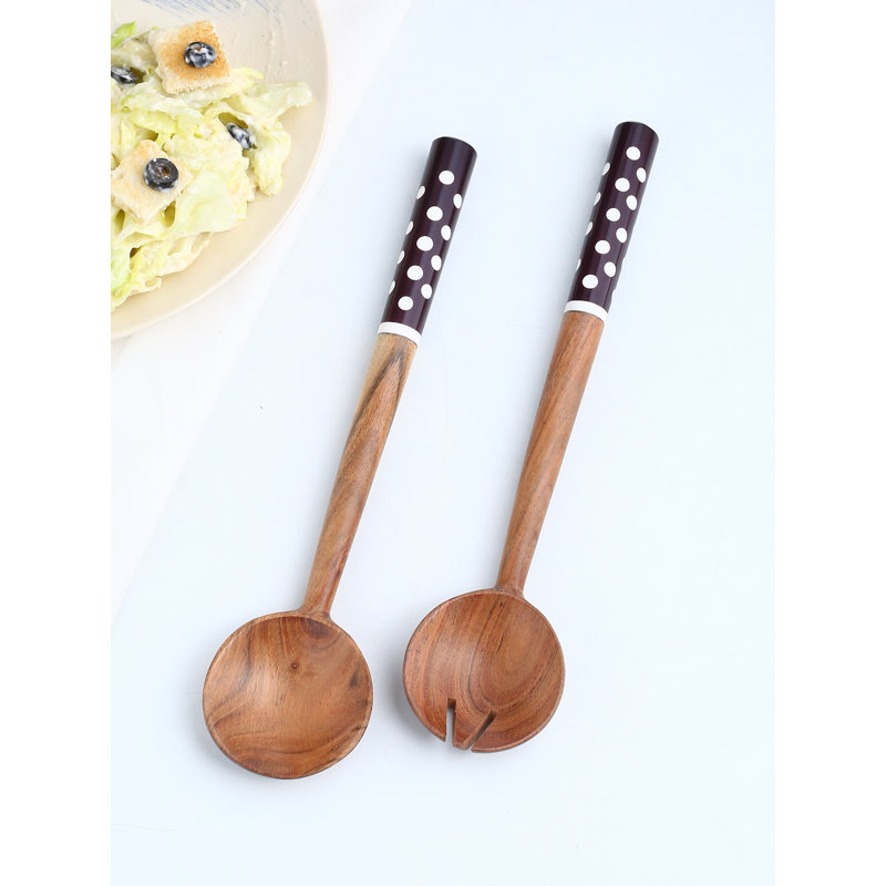Ensemble à salade en résine et bois, Noir