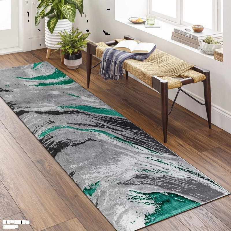 Abstract Flokati, Emerald, Runner 60 cm x 220 cm