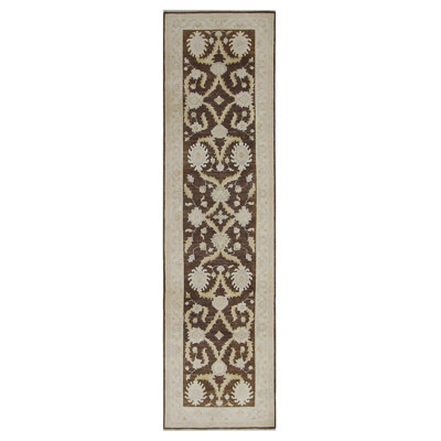Daugherty Hand Knotted 2.6x9 Brown Runner