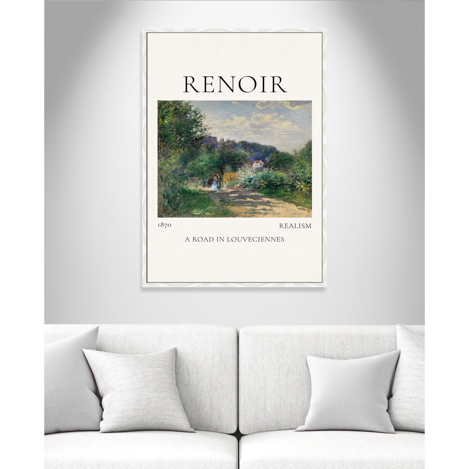 Rocchetto "A Road in Louveciennes" Print, White Single Picture Frame, No, 41.5" H x 29.5" W x 0.75" D