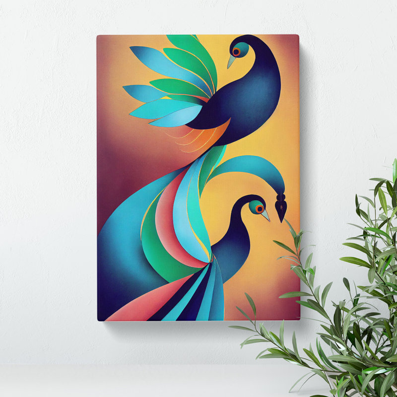 The Classical Peacock Abstract - Wrapped Canvas, 76cm H x 50cm W x 3cm D
