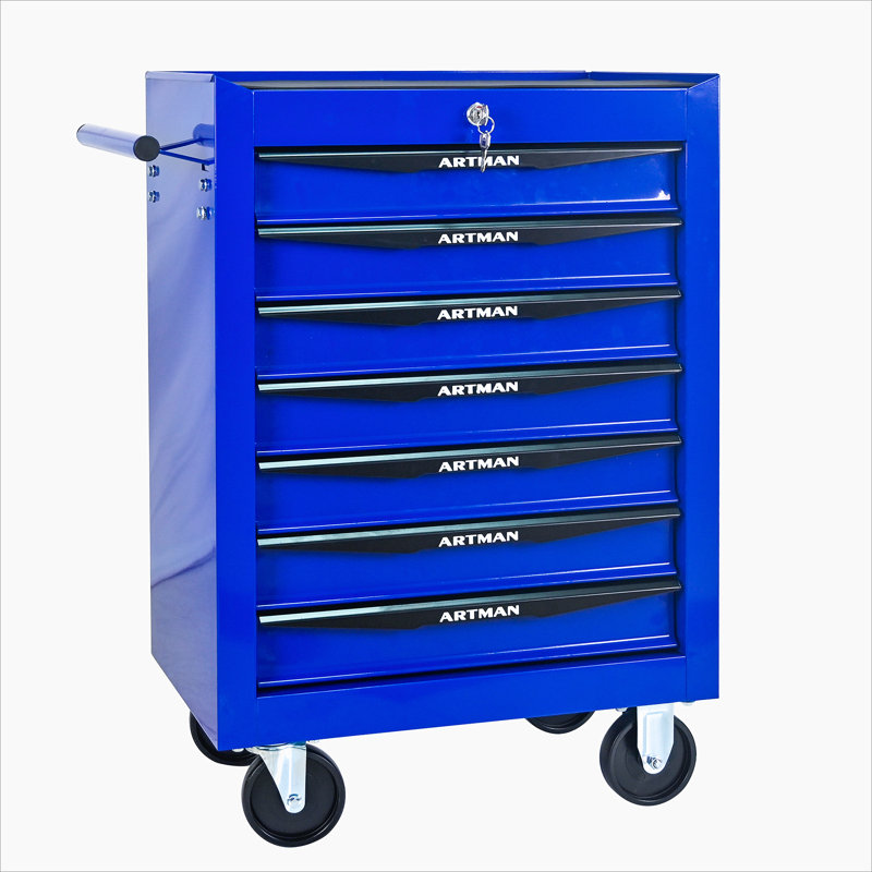 Coffre à outils roulant en métal avec 7 tiroirs, armoire à outils à 7 tiroirs de 20 po avec glissières à roulement à billes, coffre à outils en acier
