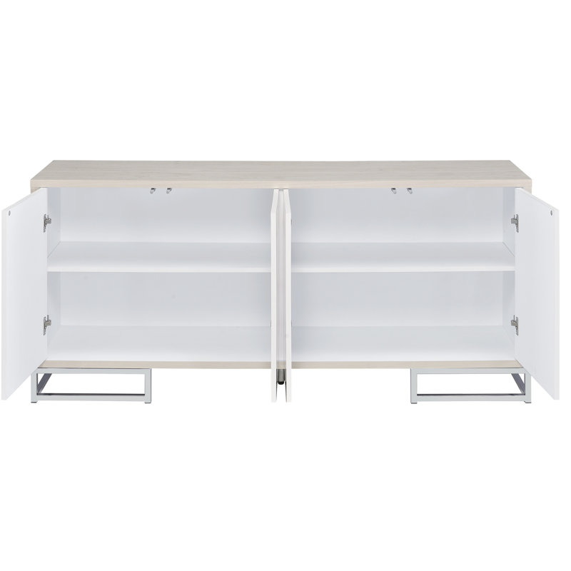 Console de rangement en marbre blanc style et quincaillerie - Armoire peinte fonctionnelle et élégante avec poignées de tiroir Elegance