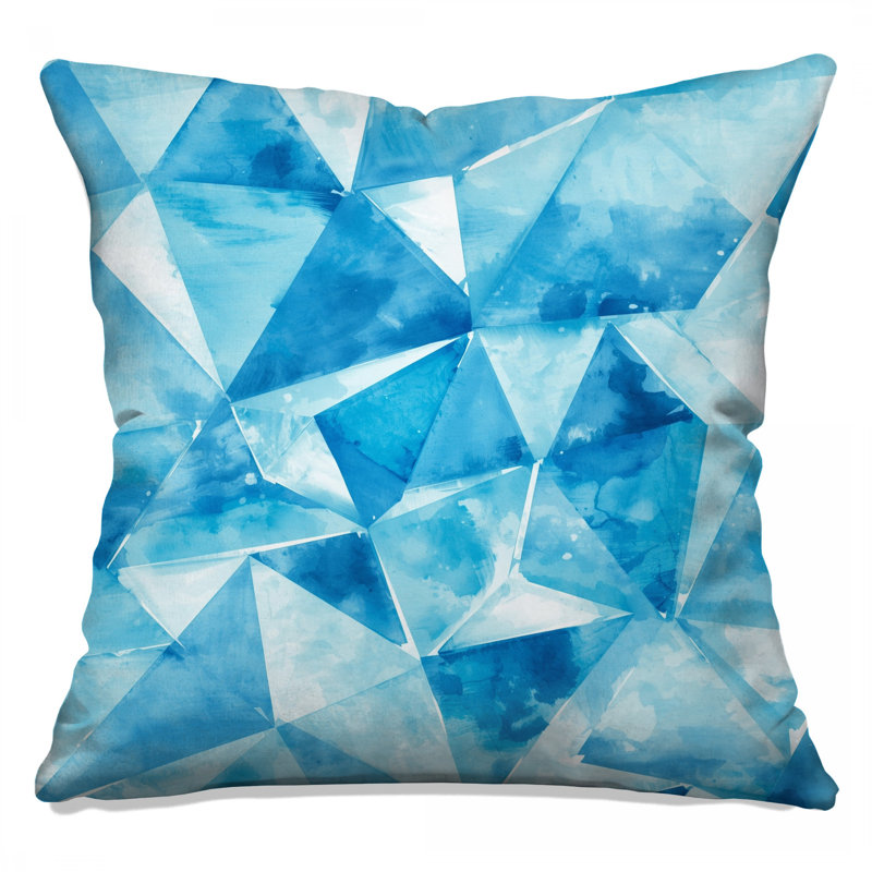 Blue Geometric Triangles Double Sided Throw Pillows, 18 x 18 inches