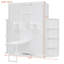 Grand lit rotatif peu encombrant avec armoire murale cachée, deux tablettes à 3 niveaux, espace de travail convertible, pour espaces compacts, bureau latéral blanc, rangement supplémentaire, petits espaces idéaux et bureaux à domicile,