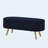 Oval Boucle Storage Ottoman Bench with Safety Hinge and Wood Legs, Navy Blue-646737708