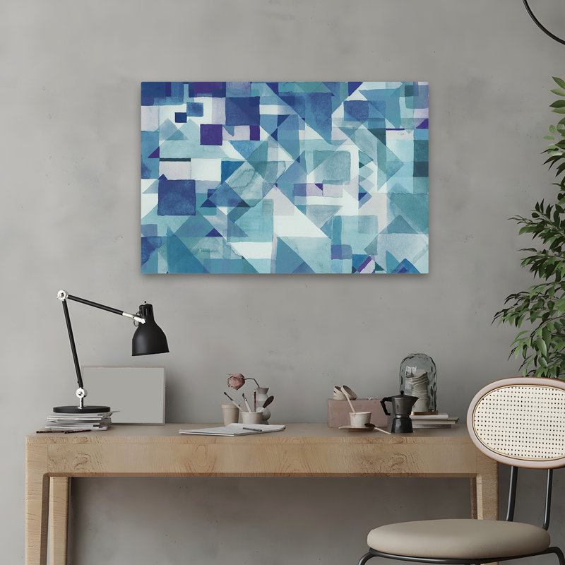 Abstrait bleu bohémien - Essayez les angles II - bleu, H 16 po x l 24 po