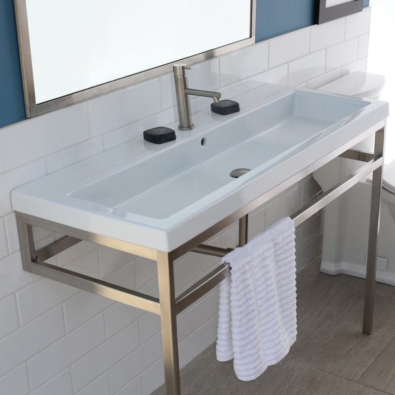 Aquaquattro 47.5'' L Bathroom Sink, 2 Hole - 4" Centers