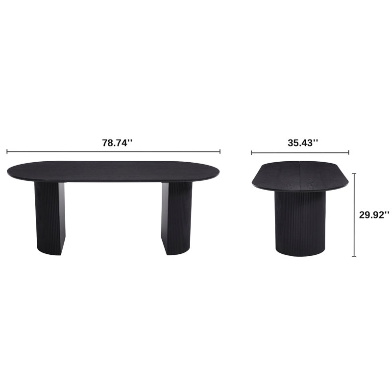 Ensemble de table de salle à manger ovale, 4 pièces: table, 3 chaises, Orange