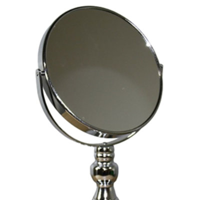 Miroir de maquillage argenté 6,5 po, grossissement X7, métal et verre, rotation à 360 °, base assemblée