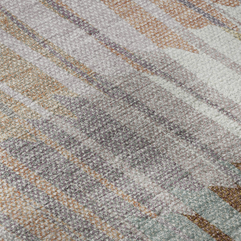 Premium Machine Washable Mayfield AMF2271 Striped Rug, 8' x 10', Copper