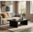 Maxy Rectangular Coffee Table With Slab-Style Base, Black Wood 54 Inch