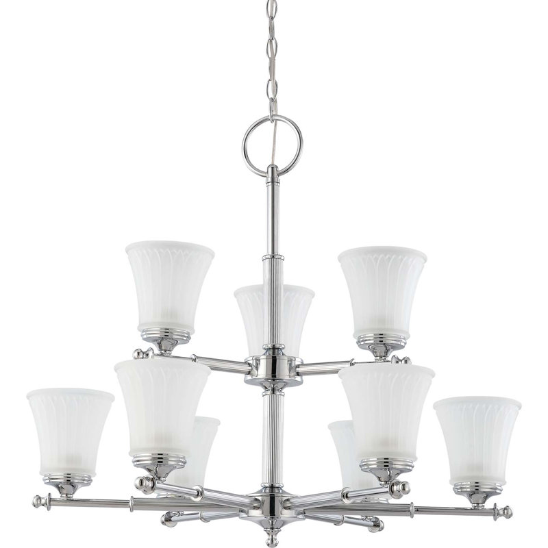 Lustre linéaire moderne à 9 lumières Hinde, Chrome poli