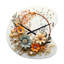 Couronne florale beige et orange I - Horloge murale en forme de couronne, impression de forme traditionnelle-106136196