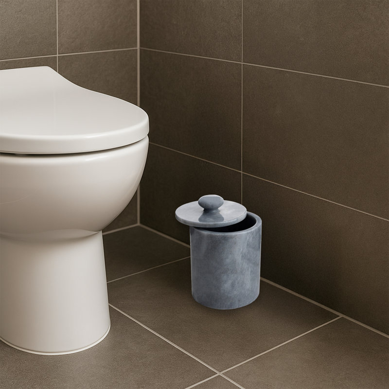 100% Marble Cylinder Bin, Gray