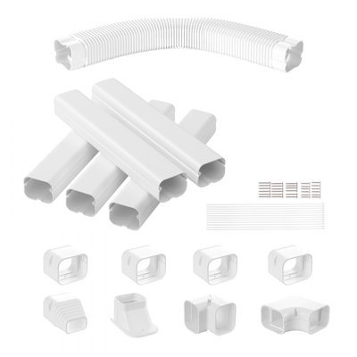 Mini Split Line Set Cover 3-inch W 10Ft L, PVC Decorative Pipe Line Cover For Air Conditioner with 5 Straight Ducts & Full Components Easy to Install, Paintable for Heat Pumps, White