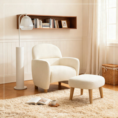 Upholstered Leisure Chair with Footrest Ottoman