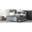 Lit plateforme gris double avec rangement dans la tête de lit, 3 tiroirs, lit gigogne simple et - Durable avec tête de lit de rangement, tiroirs modernes et