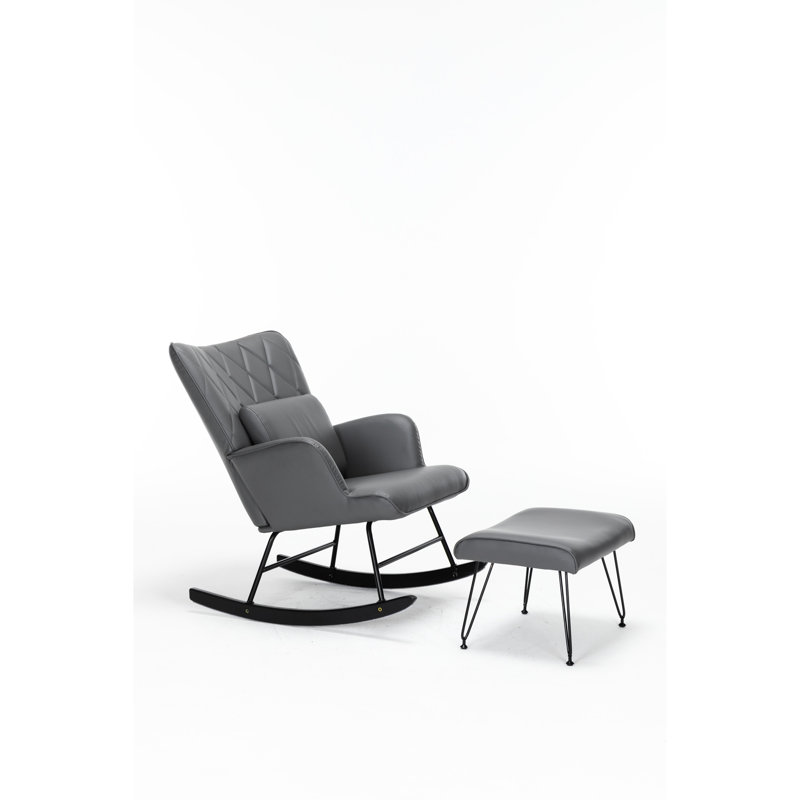 Chaise berçante grise pour un accent confortable et durable avec coussin supplémentaire