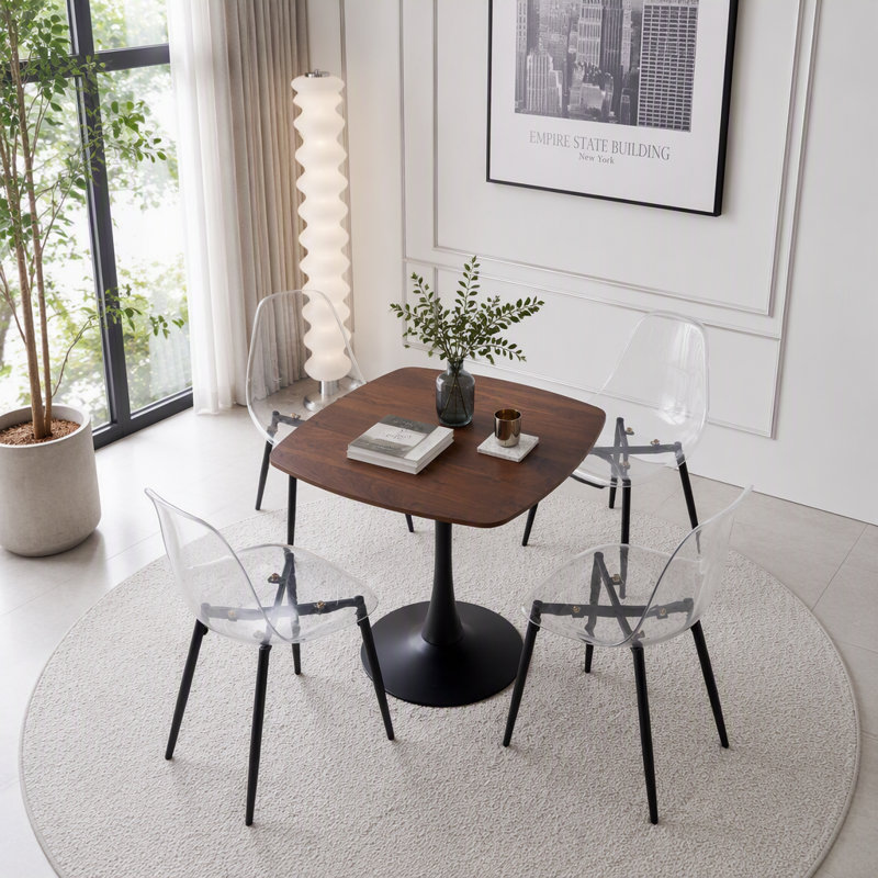 Table tulipe 31,5 pouces, Black + Dark Walnut