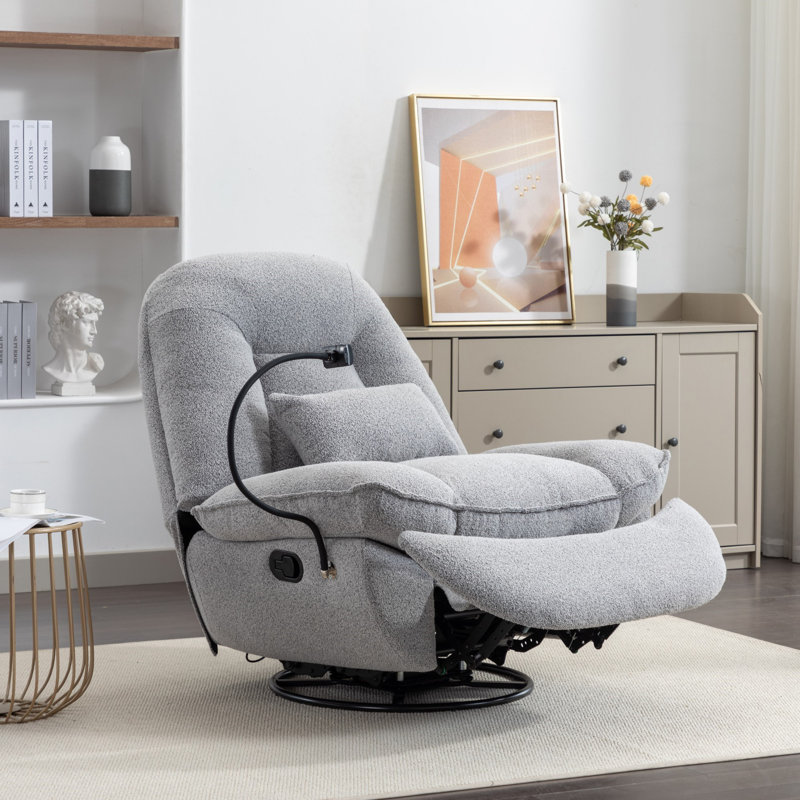 Antwonn 100cm Wide Swivel Standard Recliner, Light Grey
