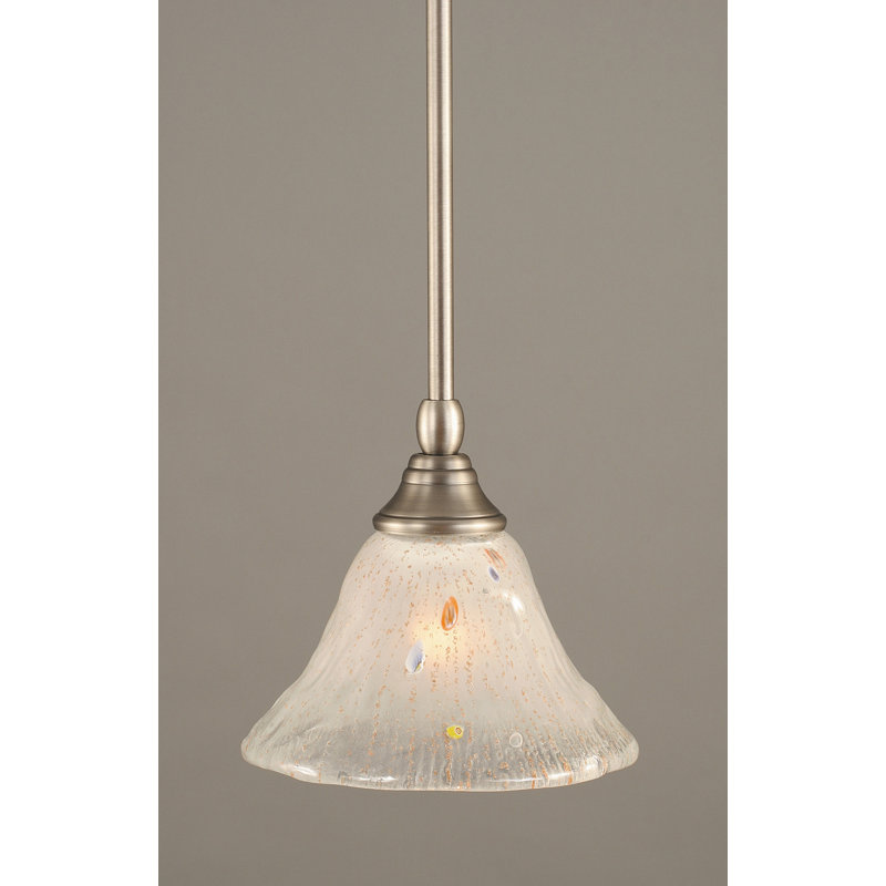 Stem Hung Mini Pendant With 7" Frosted Crystal Glass, Brushed Nickel